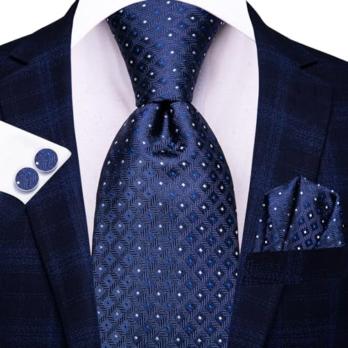 Image of Dubulle Mens Paisley Floral Silk Tie for Men Striped Necktie and Pocket Square Cufflinks Set Wedding Business