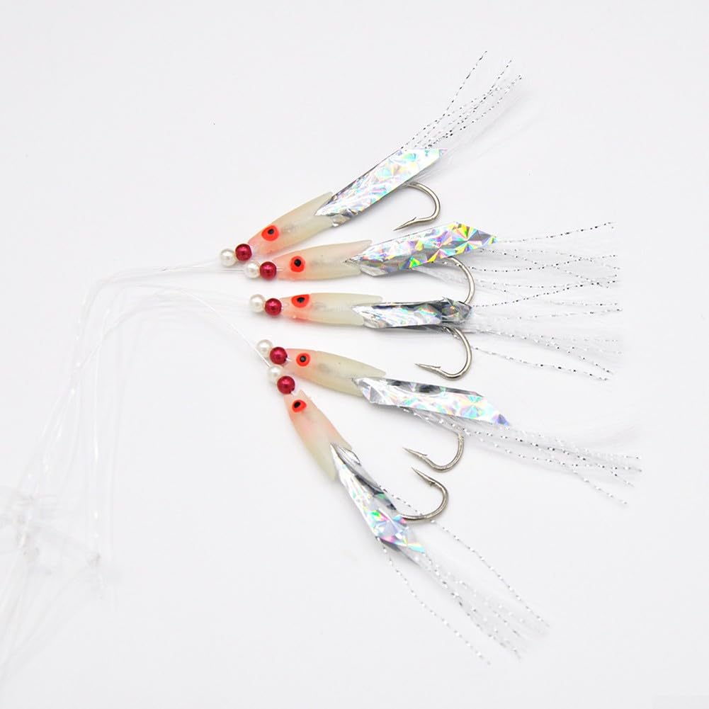 3 Packs Sabiki Mackerel Feathers For Fishing 15 Soft Fishing Hooks With Luminous Beads Mackerel Bass Pollock Cod Feather Fishing Bait Fishing Accessories