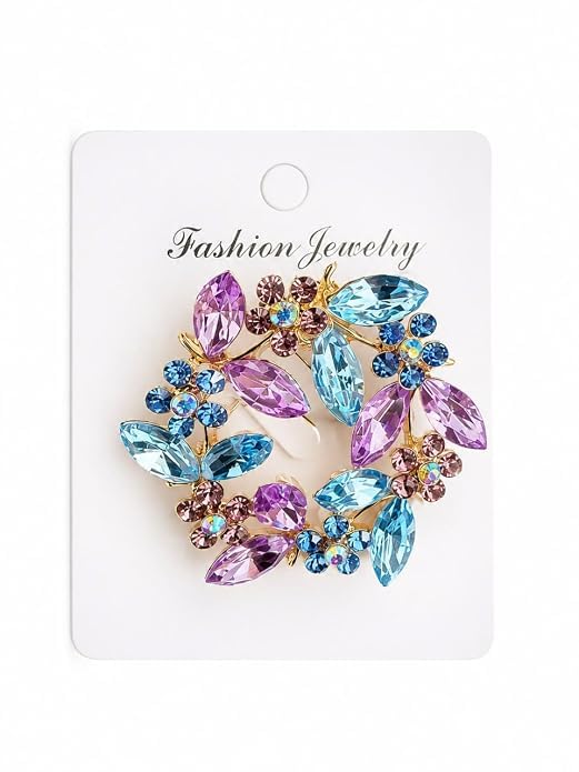 Crystal Flower Brooch Pin for Women & Girls, Rhinestone Floral Lapel Pin Badge for Dresses, Sarees, Shawls, Scarves, Coats, Blazers, Hats & Bags, Jewelry Gift-picture-22