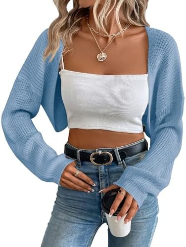 Women's Cardigan Shrugs Long Sleeve Knit Cropped Bolero Shrug Ope...