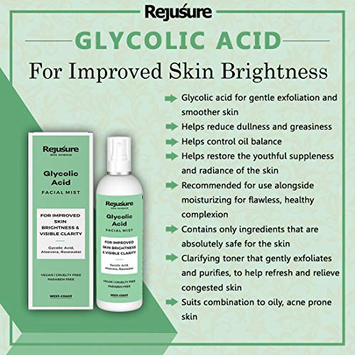 Image of Rejusure Glycolic Acid Face mist - For Improved Skin Brightness & Visible Clarity - 100ml (Pack of 3)