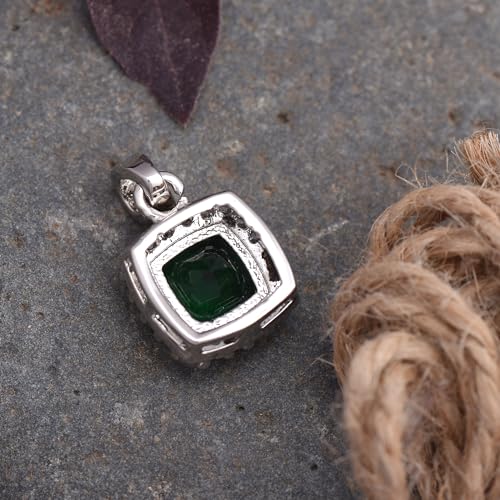 Image of LMDPRAJAPATIS 2.25 Ratti 1.50 Carat Original Emerald Panna Stone Silver Pendant For Men And Women