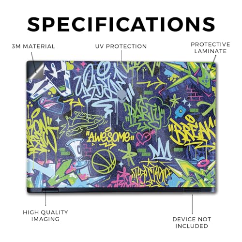 Image of Glossy Glitter Laptop Skin Compatible with Alienware M16 R2 (2024) - Neon Tags - Premium 3M Vinyl Protective Wrap Decal Cover - Easy to Apply | Crafted in The USA by MightySkins
