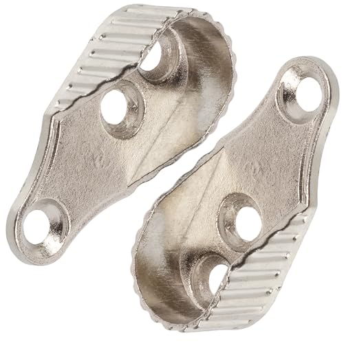 AERZETIX - C74728 - Set of 2 ellipse shaped wardrobe rod brackets 43 x 15 mm - metal - silver colour - wardrobe hanging storage