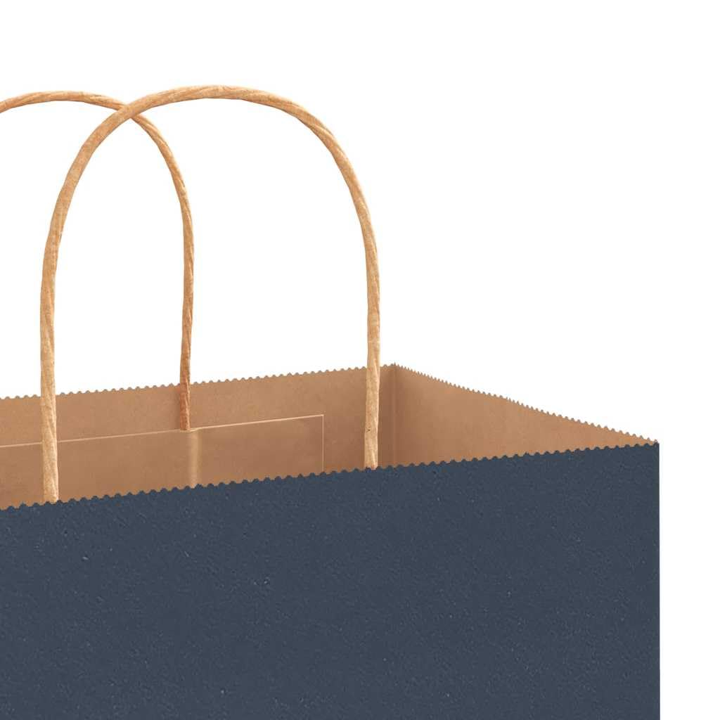 Papierowe torby z papierowymi uchwytami linowymi, 250 sztuk, niebieskie, 45 x 17 x 48 cm, papier typu kraft, torba na prezent, imprezę, uroczystości, urodziny, wesele, Boże Narodzenie