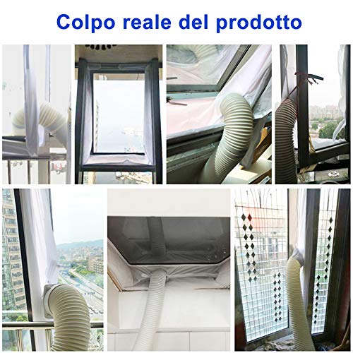Joint de fenêtre pour climatiseur mobile et sèche-linge à évacuation d'air, climatisation,Hot Air Stop avec fermeture éclair pour fixation sur fenêtre,fenêtre battante/fenêtre de climatisation,400 cm - Image 6