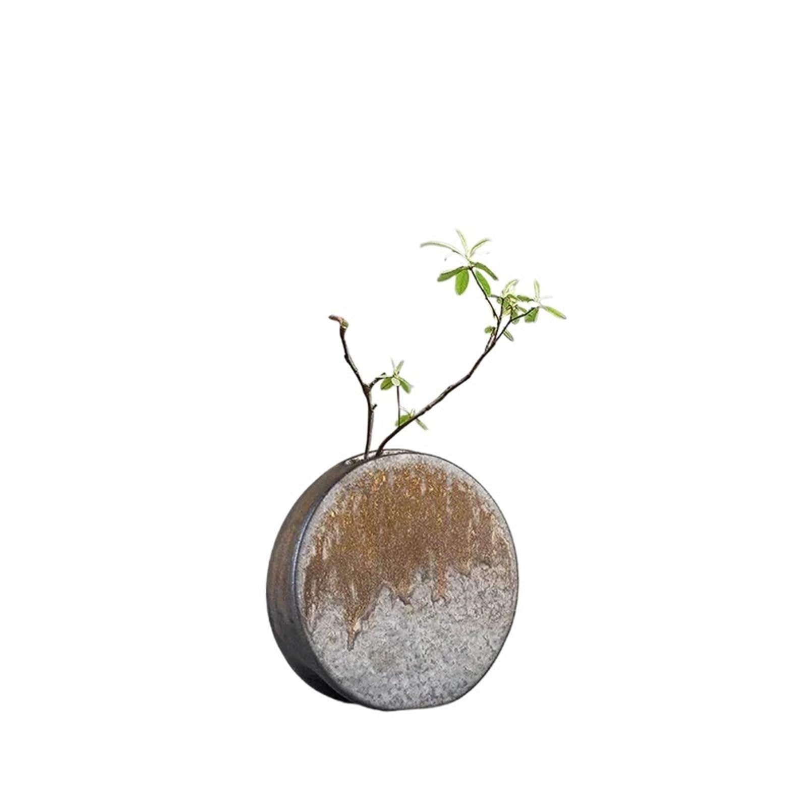 Geometric Vases Small Vase Ornaments Crude Pottery Kiln Change Flower Arrangement Tea Ceremony Hydroponic Ceramic Mini(Style06)