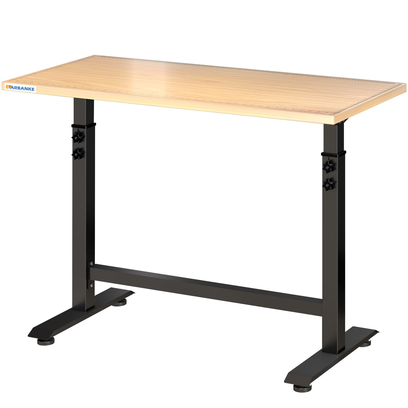 LARBANKE Établi réglable en hauteur (110 cm) avec échelle de précision, table de travail mobile, avec 4 roulettes universelles silencieuses et pieds, réglable sur 6 niveaux (81-106 cm), pour garage et