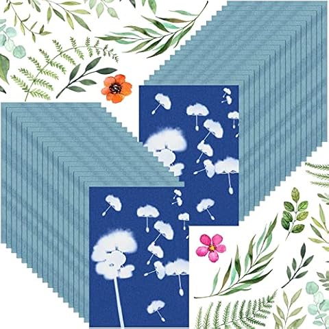 Sun Print Paper Kit, 36 Sheets Cyanotype Papers High Sensitive Nature Sun/Solar Activated Sun Printing Art Paper for Arts Crafts DIY Project Cover