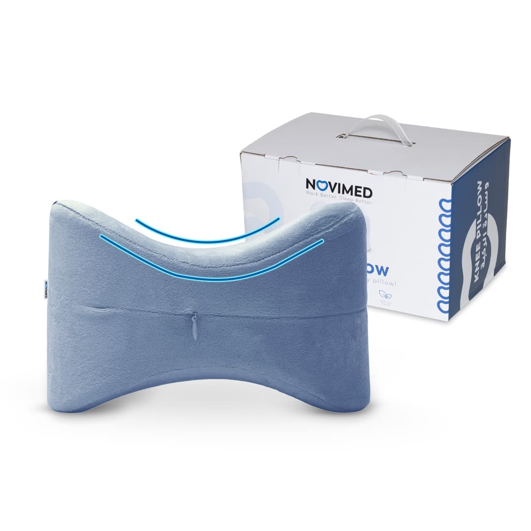 NOVIMED Orthopedic Memory Foam Knee Pillow for Sleeping - Prevents Knee Clashing - Hip, Lower Back, Leg, and Sciatic Nerve Pain Relief Pillows for Side Sleepers