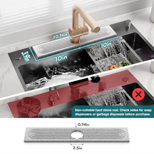 Image of Stone Faucet Mat for Kitchen Sink, Diatomite Stone Drying Mat for Kitchen Counter, 2026 Upgraded Dishwasher-Safe & Ultra Absorbent, Food-Grade Stone Dish Drying Mat for Bottles & Utensils (20 inch x 3.9 inch)