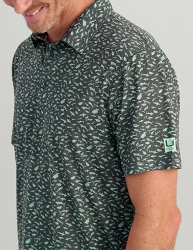 Polo de rendimiento para hombre HUK Men's Pursuit con manga corta y diseño estampado miniatura 3