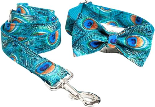 Verstellbares Halsband für Haustiere Hundehalsband Und Leine-Set Mit Fliege, Grün, Mehrere Größen(XS)