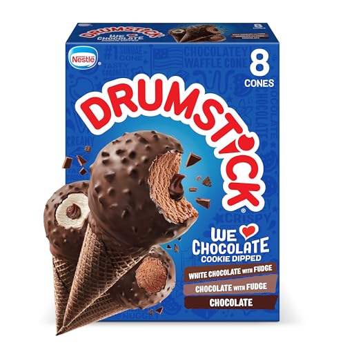 Drumstick We Love Chocolate Ice Cream Sundae Cone Variety Pack, Frozen, 1.08 ltr, 8 Count