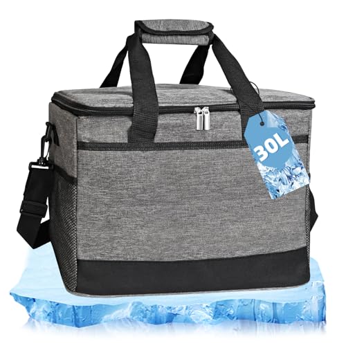 Corpower Grand Sac Isotherme Repas 30 L, Glaciere Souple Isotherme, Glacière Souple 30L Pliable pour Hommes Femmes Voiture, Pique-Nique, Camping, Plage,...