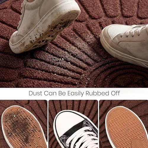 Image of Yellow Weaves Semi Circle Door Mat for Home Entrance, Half Moon Outdoor Rubber Mat - Non-Slip, Anti Skid Half Circle Foot Mat, Dirt Trapper, Heavy-Duty, Main Doormat, 45x70 cm | Coffee Brown