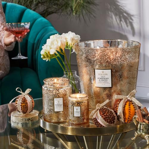 Image of Gilt Pomander Hinoki, Large Candle Jar, 18 oz, 100 Hour Burn Time, Coconut Wax for Clean Burning, Handcrafted in the USA