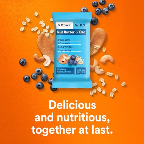 RXBAR Nut Butter and Oat Protein Bars, Protein Snacks, Snack Bars, Blueberry Cashew Butter, 23.2oz Box (12 Bars) - Image 5