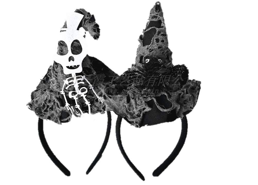 Matissa Mini Witch Hat On Headband Spider Web Witch Hat for Halloween Fancy Dress Costume (Skeleton)