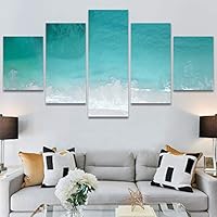 SIGNWIN 5 Panel Canvas Wall Art Aerial Beach Beach Coastal Cool Minimalism Multicolor Photography Relax/Calm for Home Decorations Ready to Hang - 60