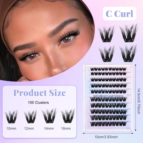 Image of MAYCREATE 100Pcs Self Adhesive Eyelash Natural Wispy Lash Clusters 10-16mm