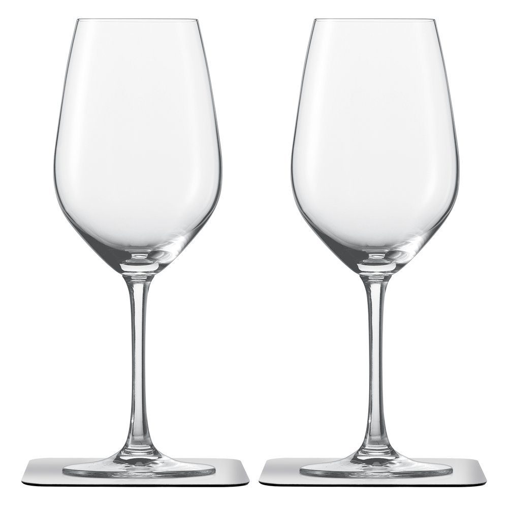 Silwy Magnetic Crystal Wine Glasses 250Ml With Nano-Gel Coasters - Luxury Set Of 2