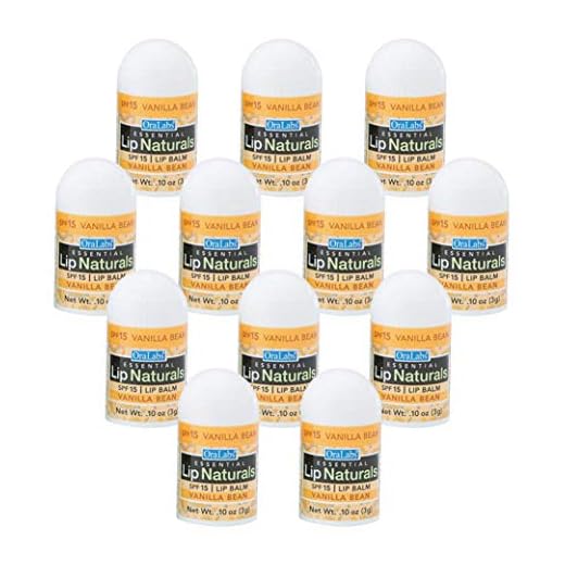 Lip Naturals® Mini Vanilla Lip Balm with Sunscreen (SPF-15) | Made in USA with Beeswax & Coconut Oil | 12-Count Pack with Vanilla Bean Flavor (0.10oz/3g Each)
