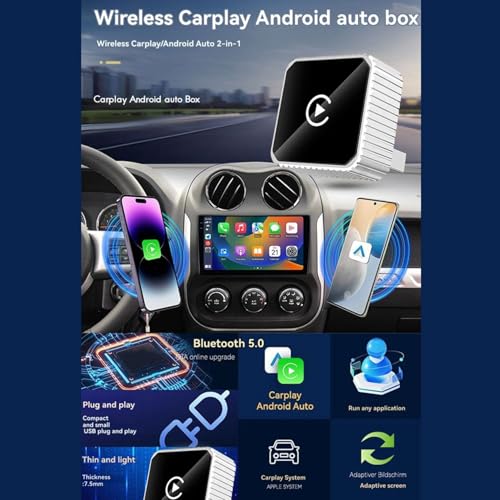 Adaptador CarPlay inalámbrico 2 en 1 con Android Auto y chip inteligente Bluetooth 5.0 7