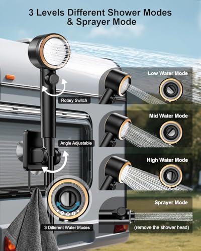 AUTOPkio Portable Shower, bomba de ducha portátil recargable de 8000mAh para camping con 5 modos de velocidad, pantalla LED, impermeable IPX8, kit de ducha eléctrica para exteriores de 10 L/min para viajes, coche, RV, senderismo, playa y mascotas miniatura 4