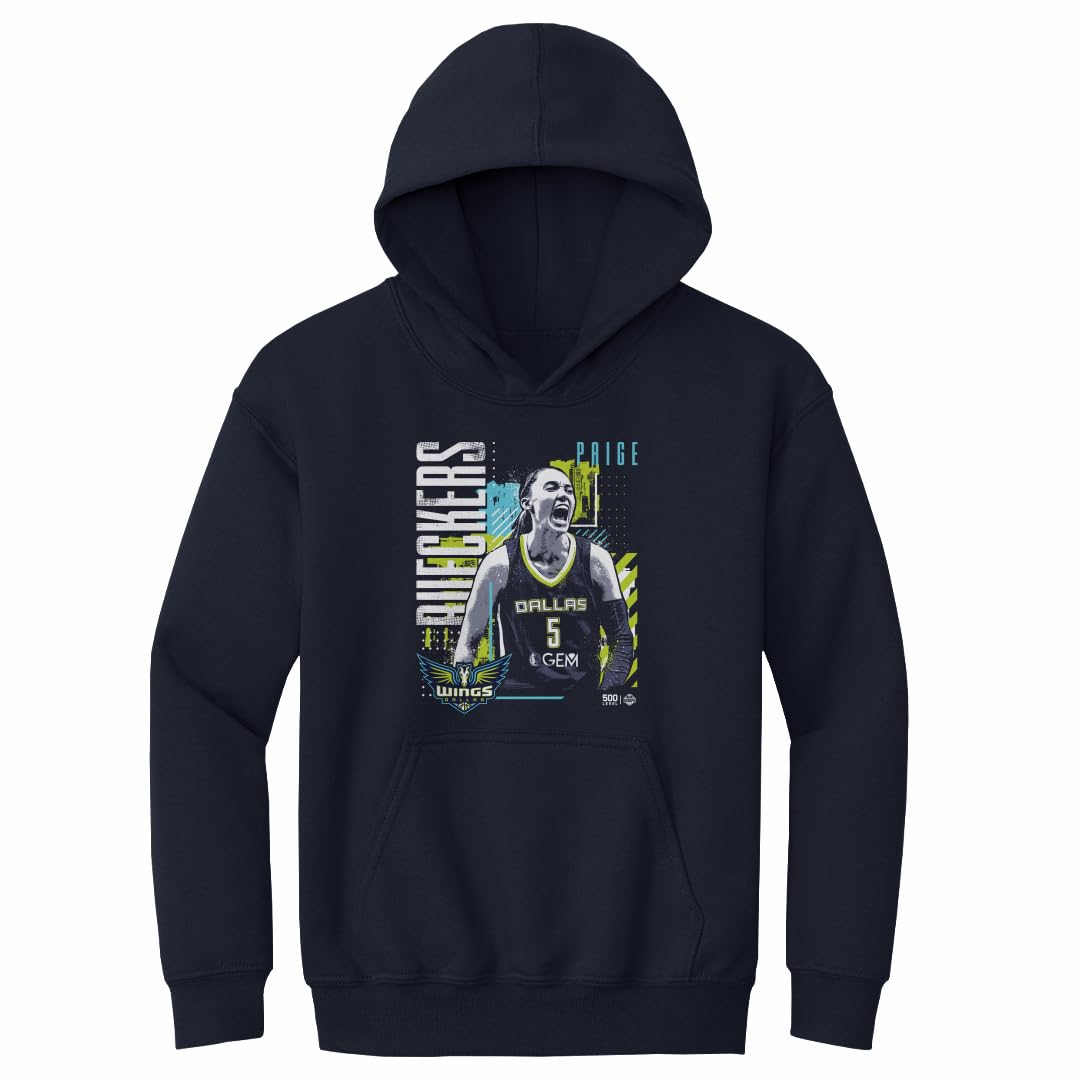 500 LEVEL Paige Bueckers Dallas Wings Youth Hoodie Sweatshirt - Paige Bueckers Dallas Wings Draft Day WHT (Navy, Large)