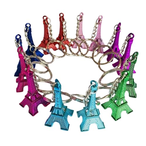 VIANAYA Lot de 100 Porte clefs métal Paris Tour Eiffel - Hauteur 4 CM et 7 Couleurs Assorties