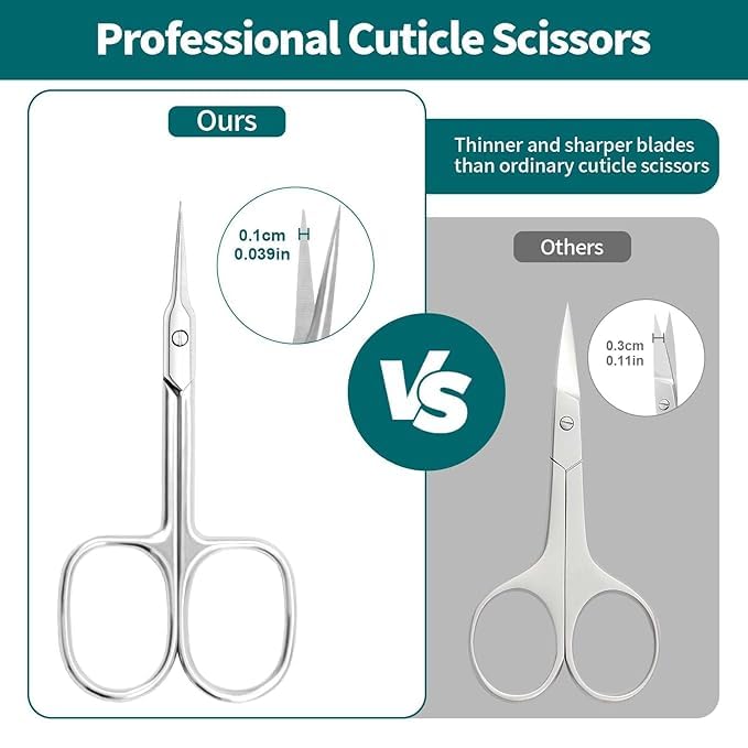 BANIRA Cuticle Scissors Extra Fine Curved Blade, Professional Manicure Scissors, Multi-Purpose Stainless Steel Small Scissors With Pointed Tip Beauty Grooming Kit (Silver) 2