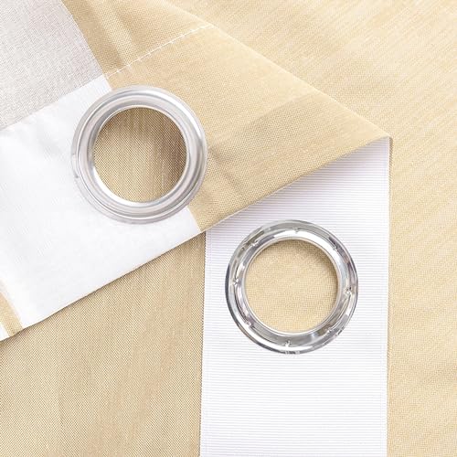 Voile rideaux à rayures BYSURE beige pour un salon chaleureux
