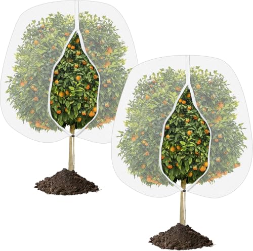 2 Stück Netz für Kirschbaum mit Seitenreißverschluss und Seil 1.8m*1.8m Bug Barrier Netting Obstbaum Netz Pflanzenschutznetz Insektennetz Garten für Für Obstbäume Geeignet