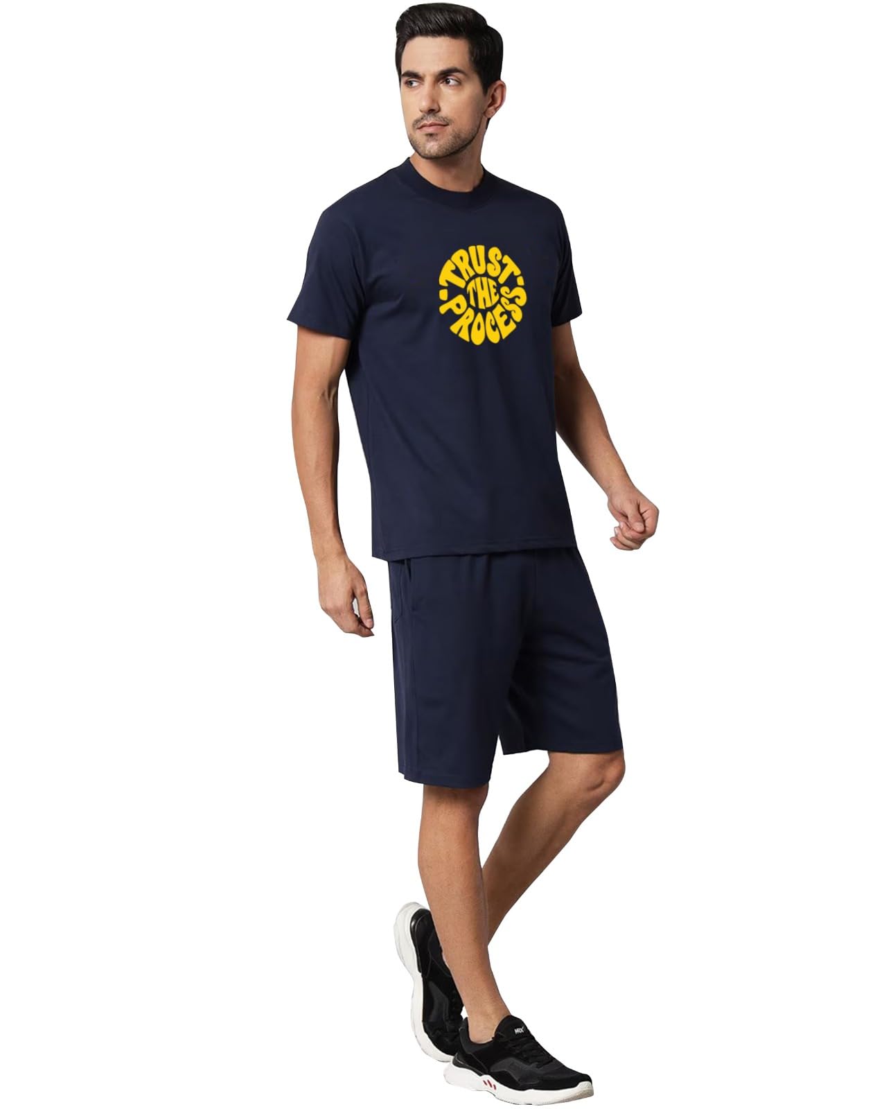 vogaan Men's T-Shirt and Shorts Set | Pyjama Set for Men | Co-ord Set | Cotton Printed Top & Shorts Night Suits Set-picture-35