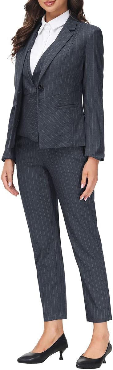 MODFUL Women's 3 Piece Classic Business Suit Set Elegant Blazer Vest and Pants Set