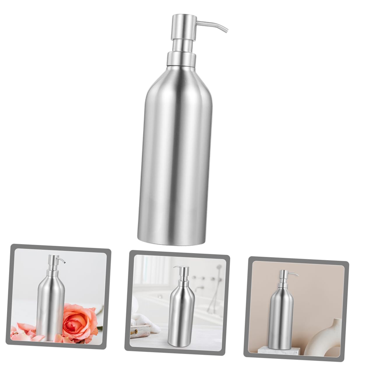 Cabilock Dispensador de Jabón Recargable Diseño Recto y Hombro Curvo de Acero Inoxidable 700ml 2piezas Fácil de Presionar para Baño y Hotel