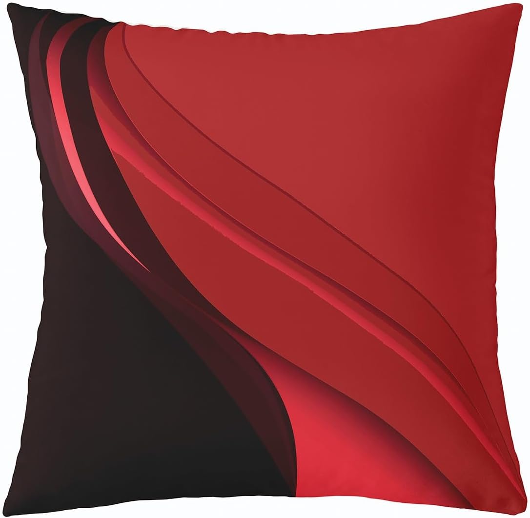 Feelyou Throw Pillow Cover,Geometric Strip Lines Cushion Case for Home Living Room Decor,Reversible Modern Abstract Art Red Black Decorative Throw Cushion Case,24x24 Inches