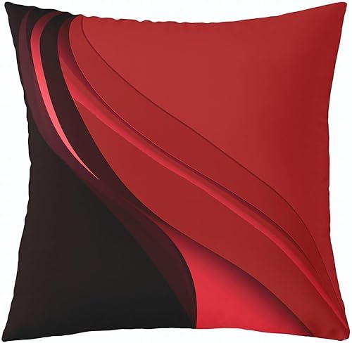 Miniatura 7 de Feelyou Funda de almohada moderna abstracta de 24 x 24 pulgadas, suave, a rayas rojas, gris, negro, blanco, funda de cojín para sala de estar,