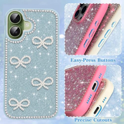 Image of DIZORO Compatible with (iPhone 17 Case)(2025), Luxury Diamond Cute with Bow Glitter Bling Case with Full Camera Protection Shockproof PC+TPU Glossy Shiny Back Cover Case for Girls Women - Pine Green