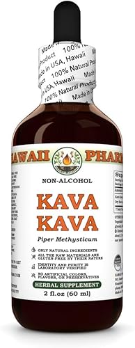 Miniatura 6 de Hawaii Pharm Kava Kava Extracto líquido sin alcohol, Kava Kava (Piper Methysticum) Suplemento herbario natural de glicerita de raíz seca, 4 onzas