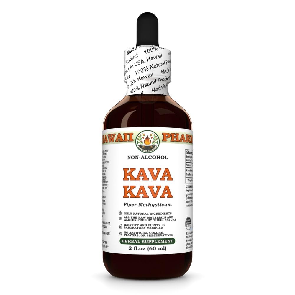 Hawaii Pharm Kava Kava Alcohol-Free Liquid Extract, Kava Kava (Piper Methysticum) Dried Root Glycerite Natural Herbal Supplement 2 oz
