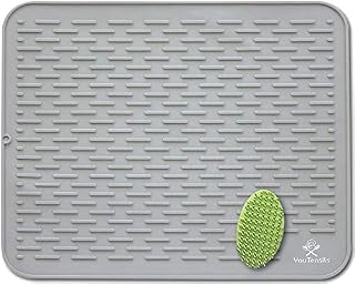 Dish Drying Mat & Scrubber 21" x 18" | Extra Large Silicone Kitchen