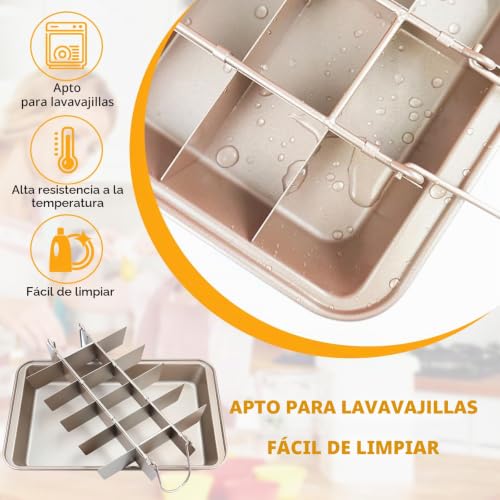 Miniatura 6 de Goedch Brownie - Molde Para Hornear 31,5 X 20 X 4 Cm, Antiadherente, Con Divisores, Para Brownie, Con 18 Separadores Para Hornear Galletas De Pasteles