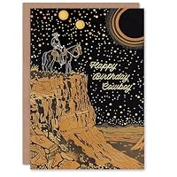 Artery8 Cowboy Canyon Horse Ride Night Modern Folk Art - Personalised & Blank Greeting Card MCL