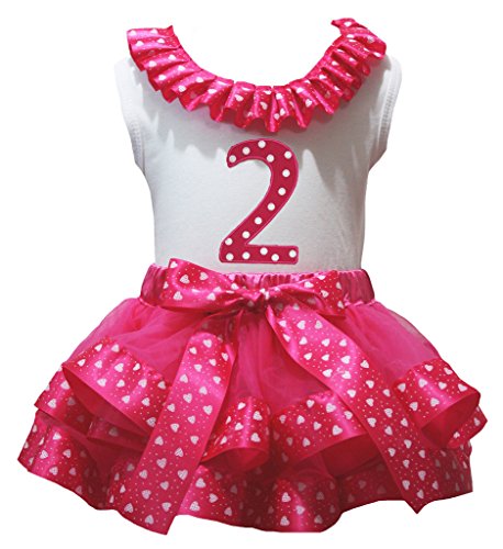 Jupe pétale et chemise blanche de coeur pour photo de 2ème anniversaire bébé