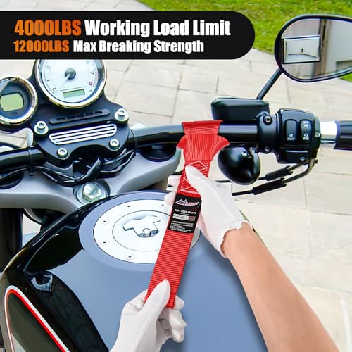 Nilight Alças de amarração de motocicleta de 4 cm × 43 cm, alças resistentes de resistência máxima à