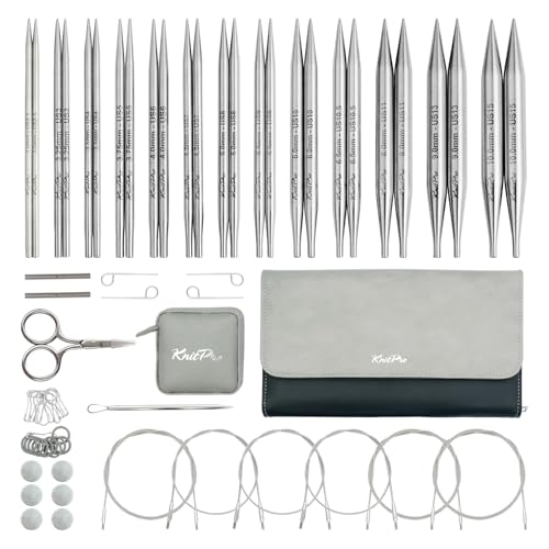 KnitPro Stelo Grande Normal Interchangeable Needle Set 5 (13cm) | 13 US Sizes (2.5 to 15)