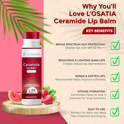 Image of Tinted Lip Balm SPF 50 PA+++ | Brightening Lip Care with Niacinamide, Kojic Acid & Ceramide | Moisturizing for Dark & Pigmented Lips (5g)