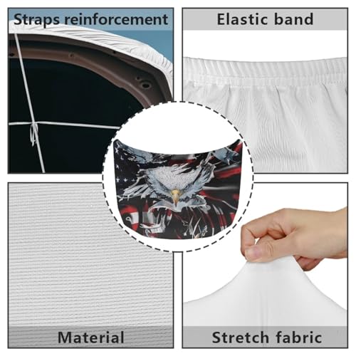 Image of American Flag Bald Eagle Print Car Hood Cover, Stretchable Waterproof Protector for Auto, Auto Hood Wraps Blankets, Car Patriotic Decorations for Most SUVs Trucks Minivans
